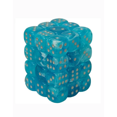 36 dés 6 12mm Luminary Ciel avec points argent