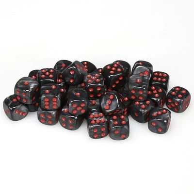 36 dés 6 12mm velvet - Velvet noir avec points rouges