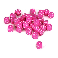 36 dés 6 12mm opaques roses avec picots blancs