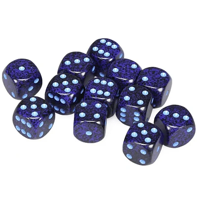 12 dés 6 16mm picotés ''Cobalt''