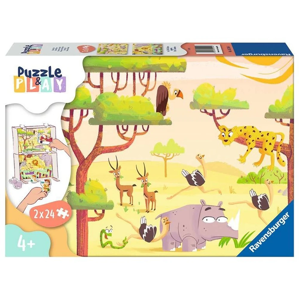 Ravensburger l'heure du safari - Puzzle and Play - 2x24 pièces