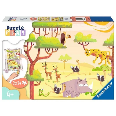 Ravensburger l'heure du safari - Puzzle and Play - 2x24 pièces