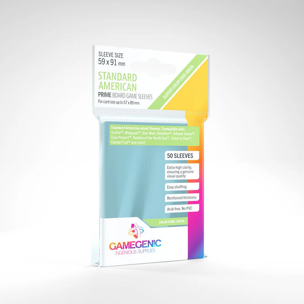 Gamegenic (Gamegenic) Prime Standard American-Sized Sleeves - 50 Unités - 59mm x 91mm