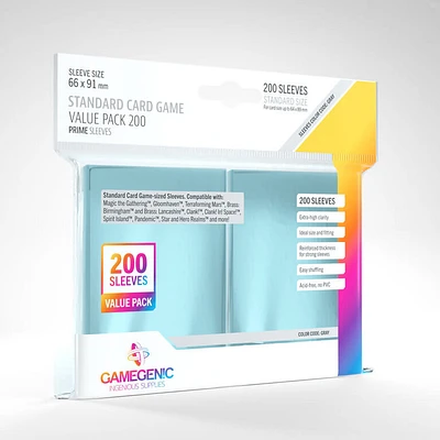Gamegenic (Gamegenic) Prime Value Pack Standard Sleeves - 200 Unités - 66mm x 91mm
