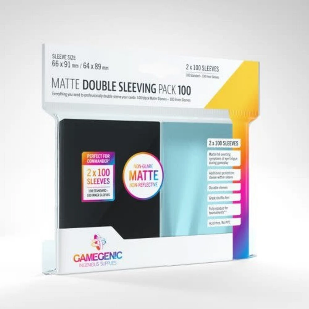 Gamegenic (Gamegenic) Matte Value Double Sleeving Pack Standard : Clear/Black - 2x100 Unités - 66mm x 91mm
