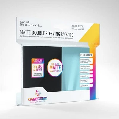 Gamegenic (Gamegenic) Matte Value Double Sleeving Pack Standard : Clear/Black - 2x100 Unités - 66mm x 91mm