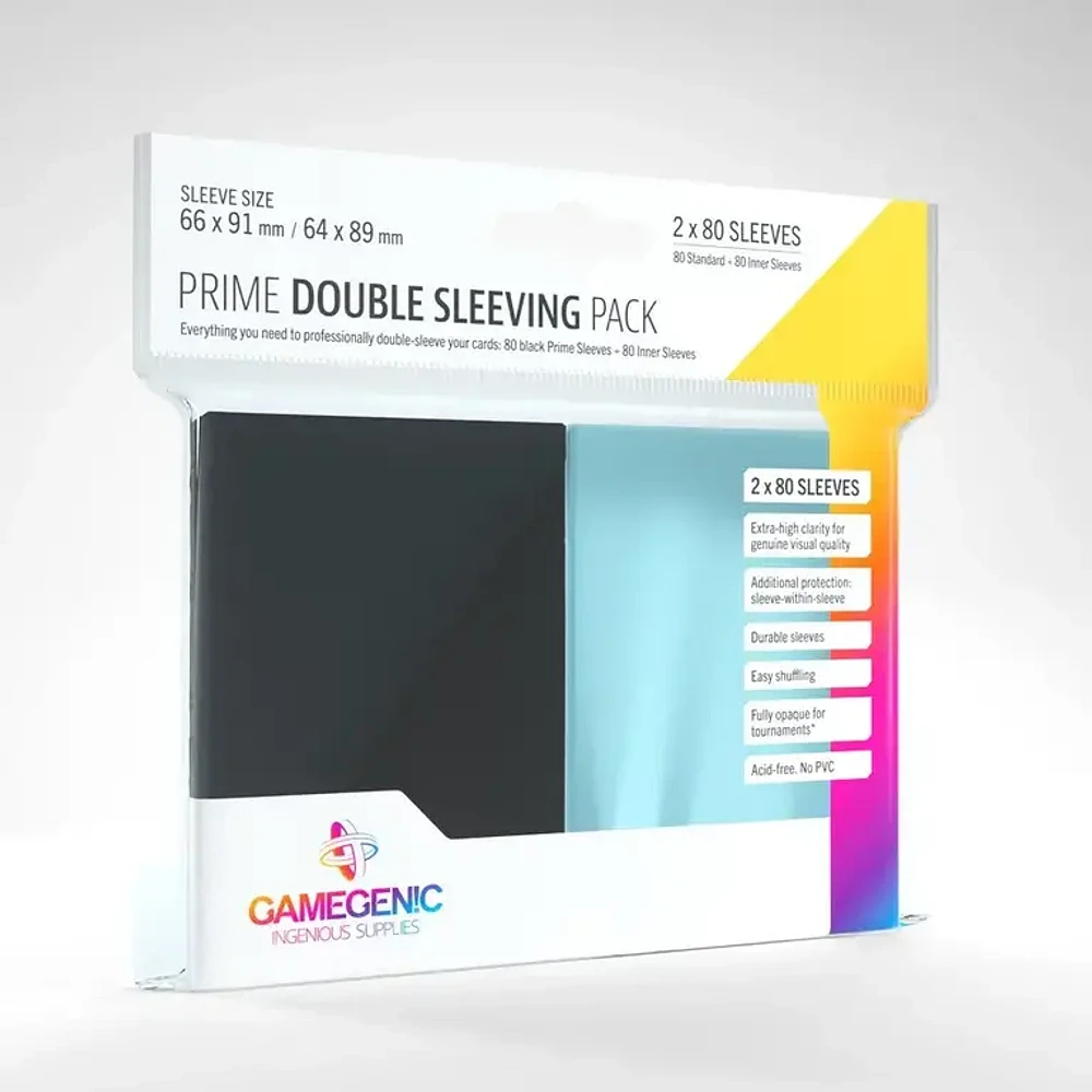 Gamegenic (Gamegenic) Prime Value Double Sleeving Pack Standard : Clear/Black - 2x80 Unités - 66mm x 91mm*