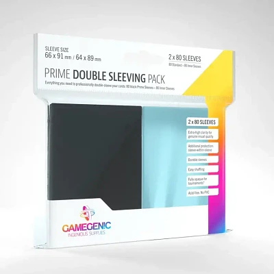 Gamegenic (Gamegenic) Prime Value Double Sleeving Pack Standard : Clear/Black - 2x80 Unités - 66mm x 91mm