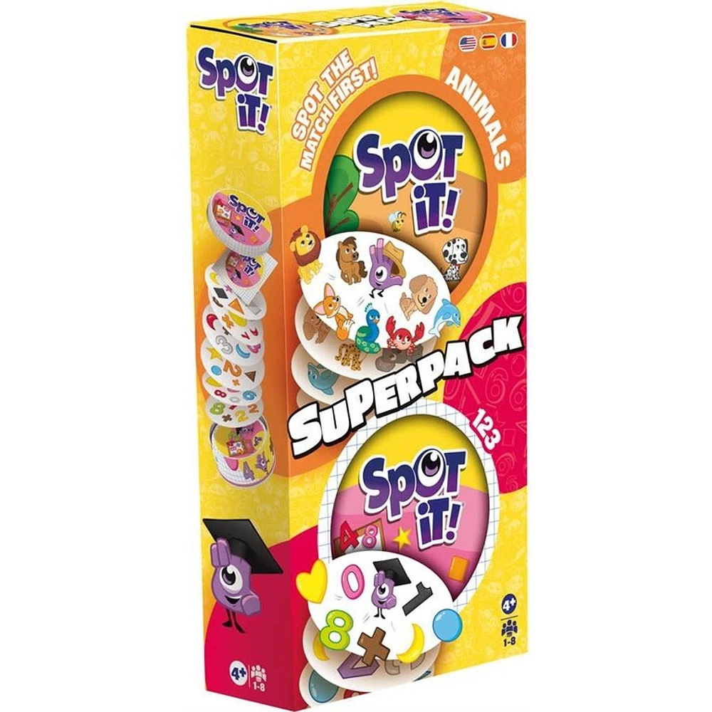 Spot it - Super Pack - Animals et 1,2,3 (Multilingue)