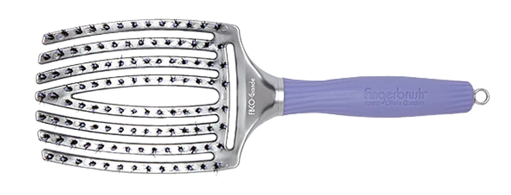 FINGERBRUSH Brosse Paddle Courbée et Ventilée Poils Ioniques Sanglier