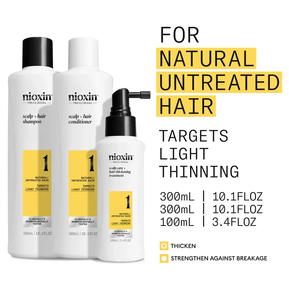 NIOXIN - SYSTÈME 1 Cheveux Naturels Légèrement Clairsemés | Kit Trousse 3 mois