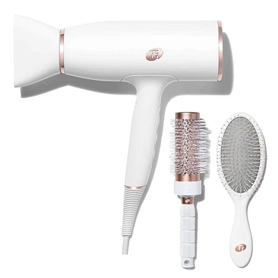 Aireluxe | Ensemble Professionnel de Sèche-Cheveux et Brosses - Blanc & Or Rose