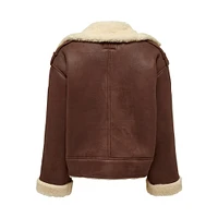 Only : Sueded Cropped Aviator Jacket