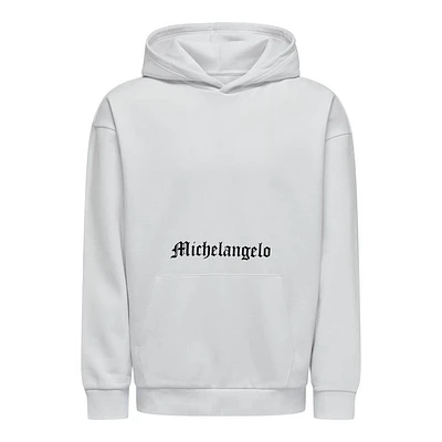 Only & sons : Michelangelo Relax Fit Hoodie - White