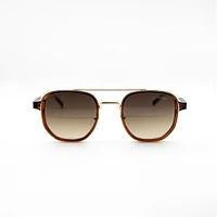 WLKN : Seeley Gold Frame Sunglasses - Brown