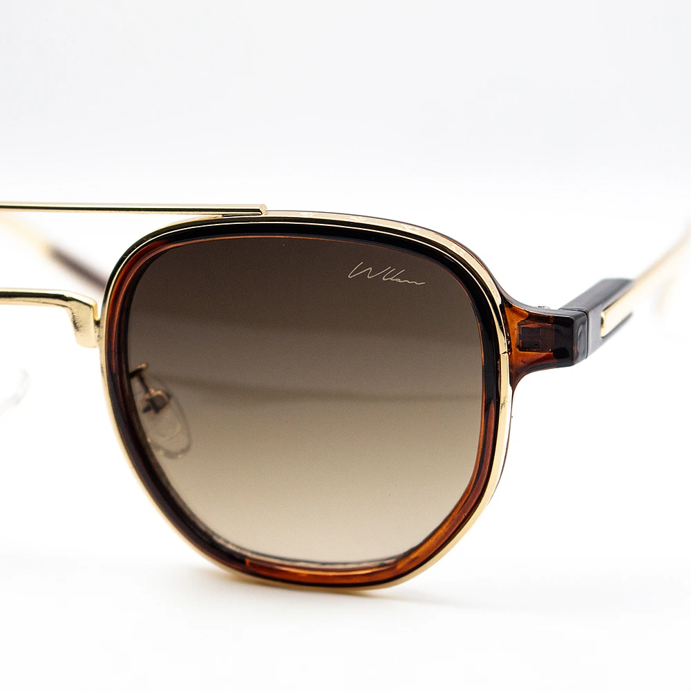 WLKN : Seeley Gold Frame Sunglasses - Brown
