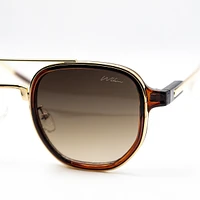 WLKN : Seeley Gold Frame Sunglasses - Brown