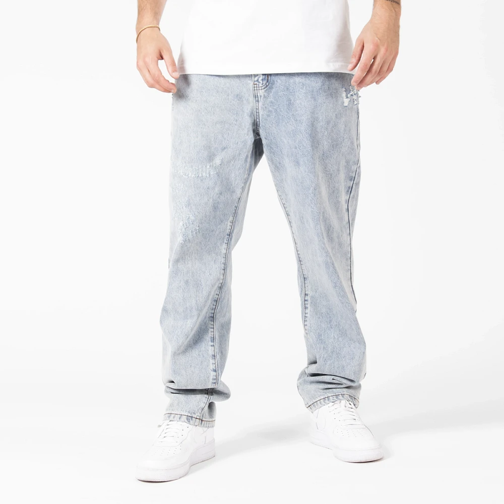 WLKN : Distressed Logo Loose Fit Denim