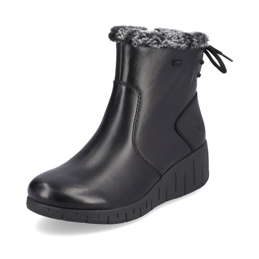 RIEKER Y1350-00 Wedge Bootie (Fur Trim)