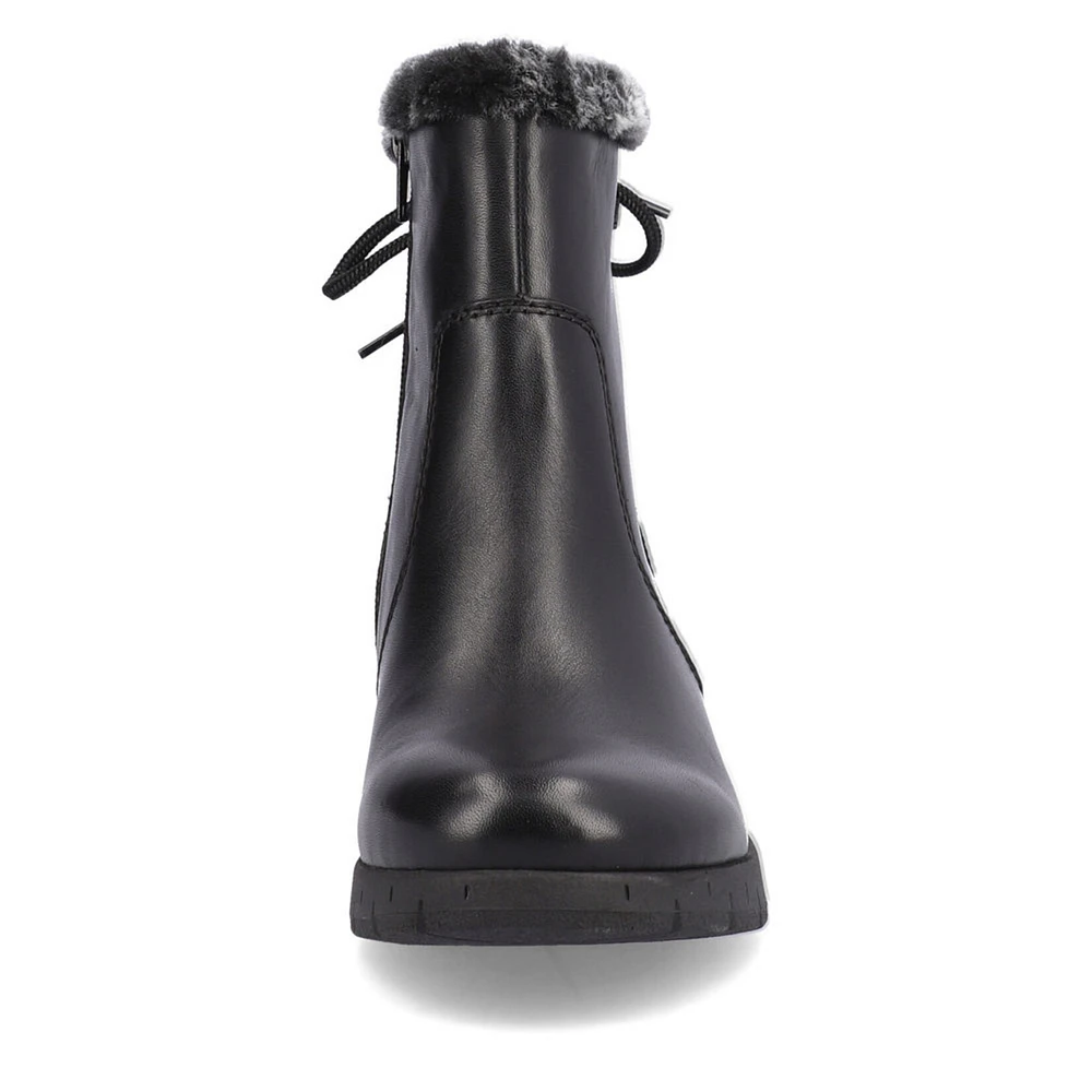 RIEKER Y1350-00 Wedge Bootie (Fur Trim)