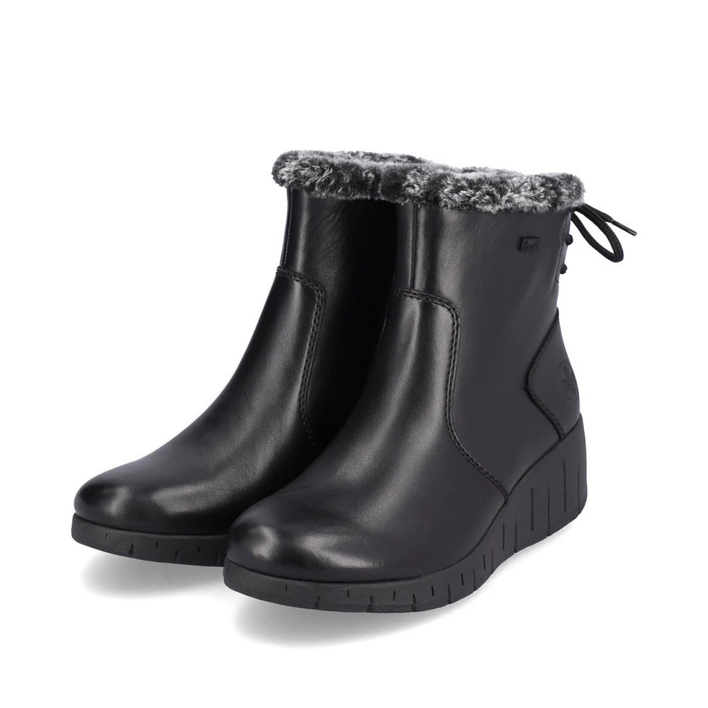 RIEKER Y1350-00 Wedge Bootie (Fur Trim)