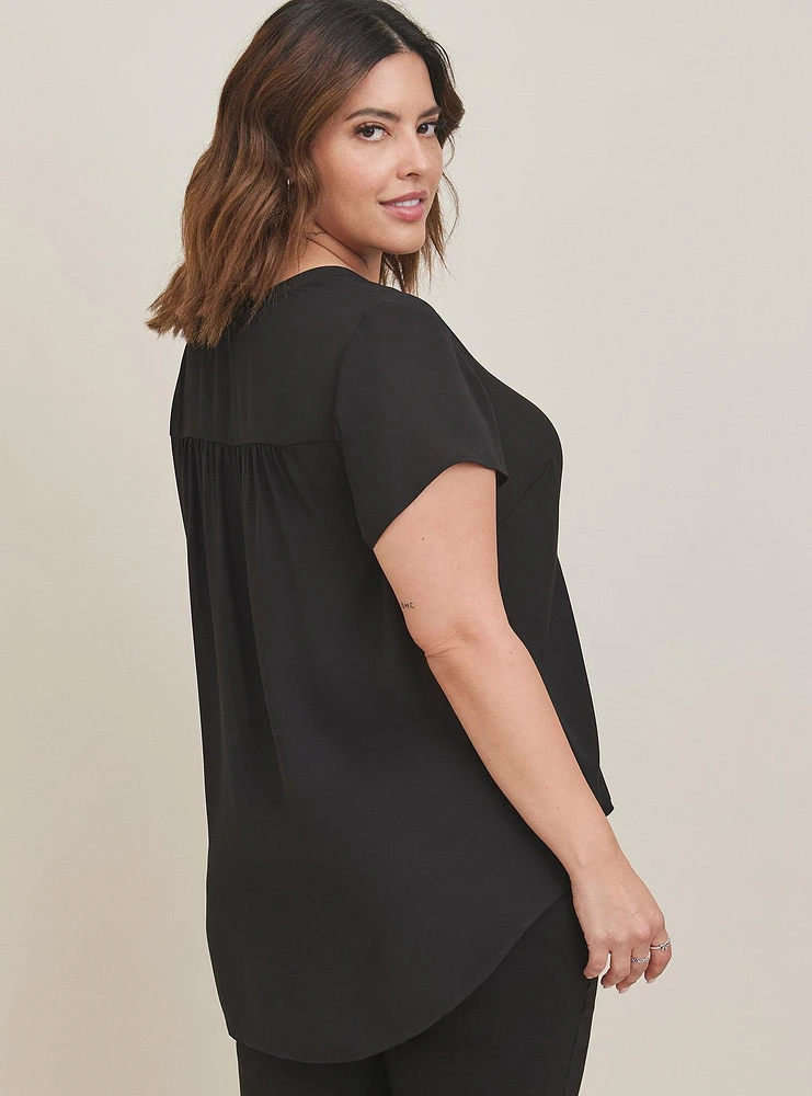 Georgette Hi-Low Short Sleeve Blouse
