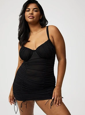 Ruched Mesh Chemise
