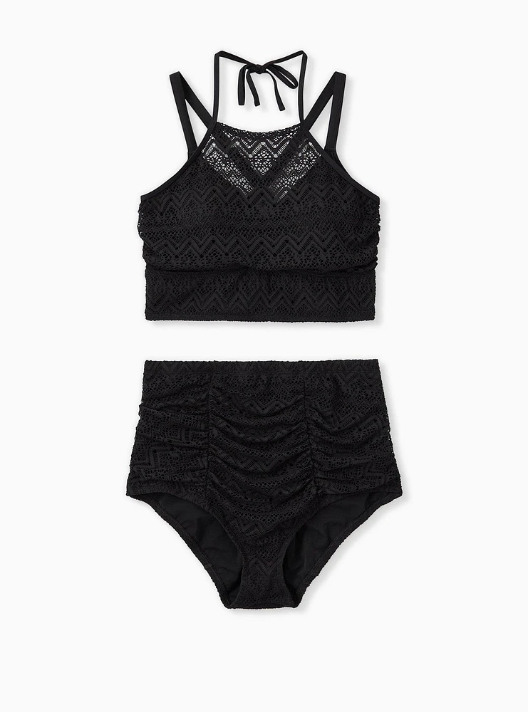 Wire-Free High Neck Crochet Bikini Top