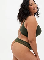Microfiber & Mesh Mid-Rise Thong Panty