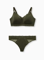 Microfiber & Mesh Mid-Rise Thong Panty