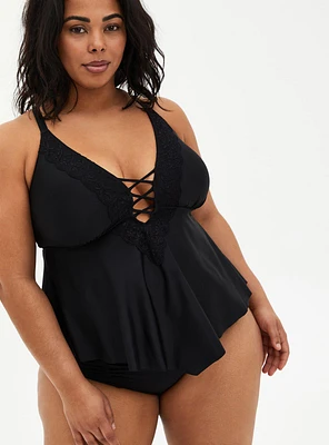 Crochet Lattice Wireless Tankini Top