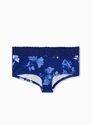 Cotton Mid-Rise Lace Trim Boyshort Panty