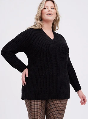 Pullover Slouchy V-Neck Tunic Sweater