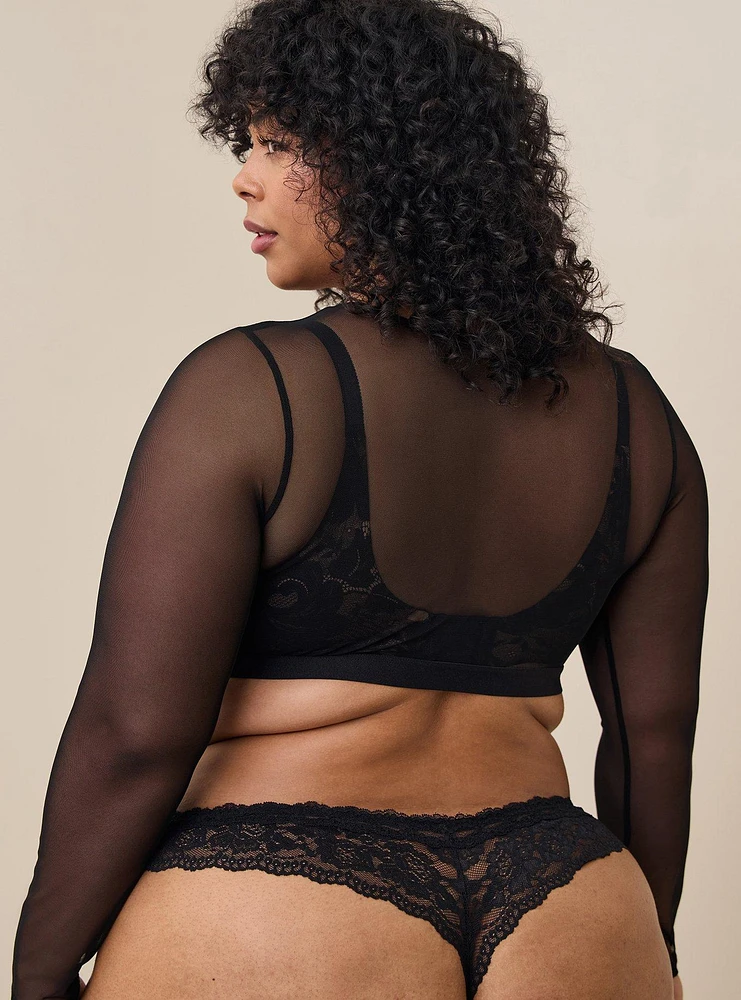 Lace Thong Panty With Open Gusset