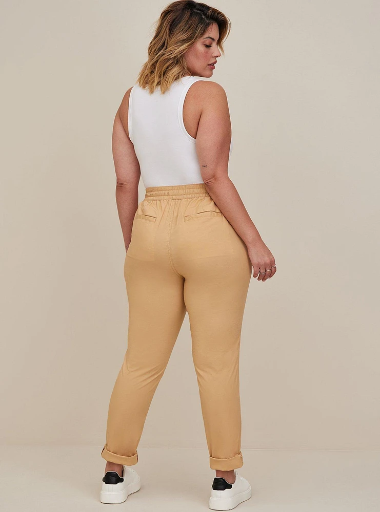 Straight Leg Tie Front Pant - Poplin Dusty Olive