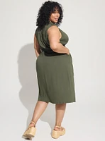 Midi Rayon Slub Sleeveless Shirt Dress
