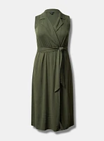 Midi Rayon Slub Sleeveless Shirt Dress
