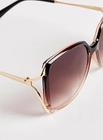 Rectangle Side Cutout Ombre Sunglasses