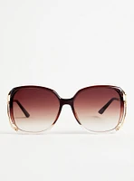 Rectangle Side Cutout Ombre Sunglasses
