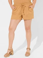 5 Inch Pull-On Stretch Linen Mid-Rise Short