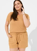 5 Inch Pull-On Stretch Linen Mid-Rise Short