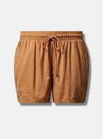 5 Inch Pull-On Stretch Linen Mid-Rise Short