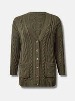 Cable Boyfriend Cardigan V-Neck Sweater