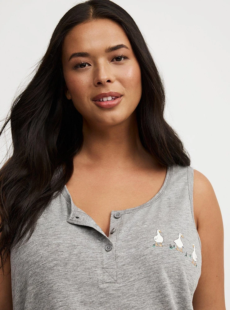 Super Soft Slub Henley Sleep Tank