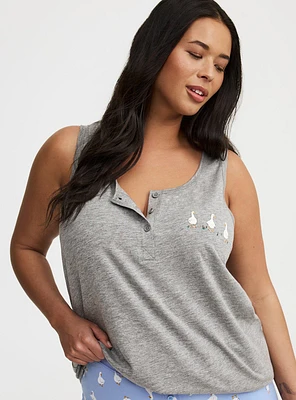 Super Soft Slub Henley Sleep Tank