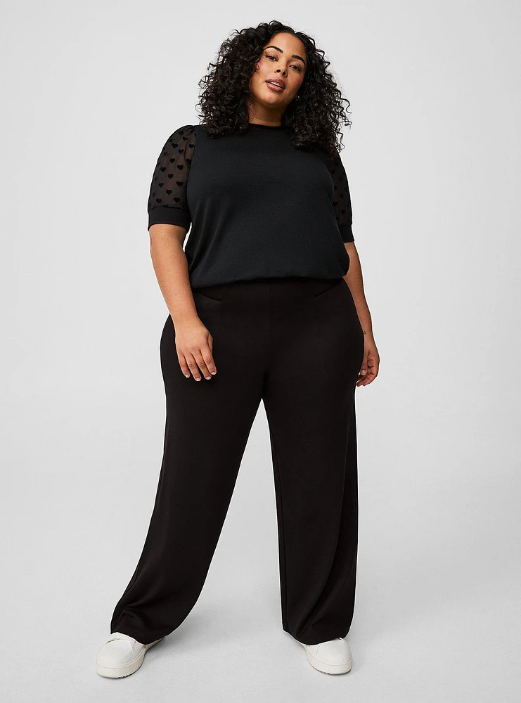 Lace Sleeve Crew Neck Top