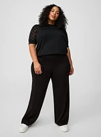 Lace Sleeve Crew Neck Top