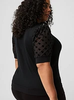 Lace Sleeve Crew Neck Top