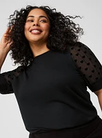 Lace Sleeve Crew Neck Top