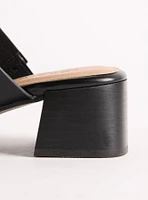Square Toe Double Band Block Heel Mule (WW)